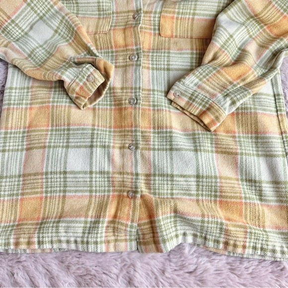 Princess Polly Mila Button Up Long Sleeve Shacket Shirt in Orange Multi Color - Picture 5 of 6